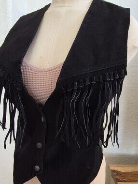 Laurice Leather Fringe Vest Sz Medium